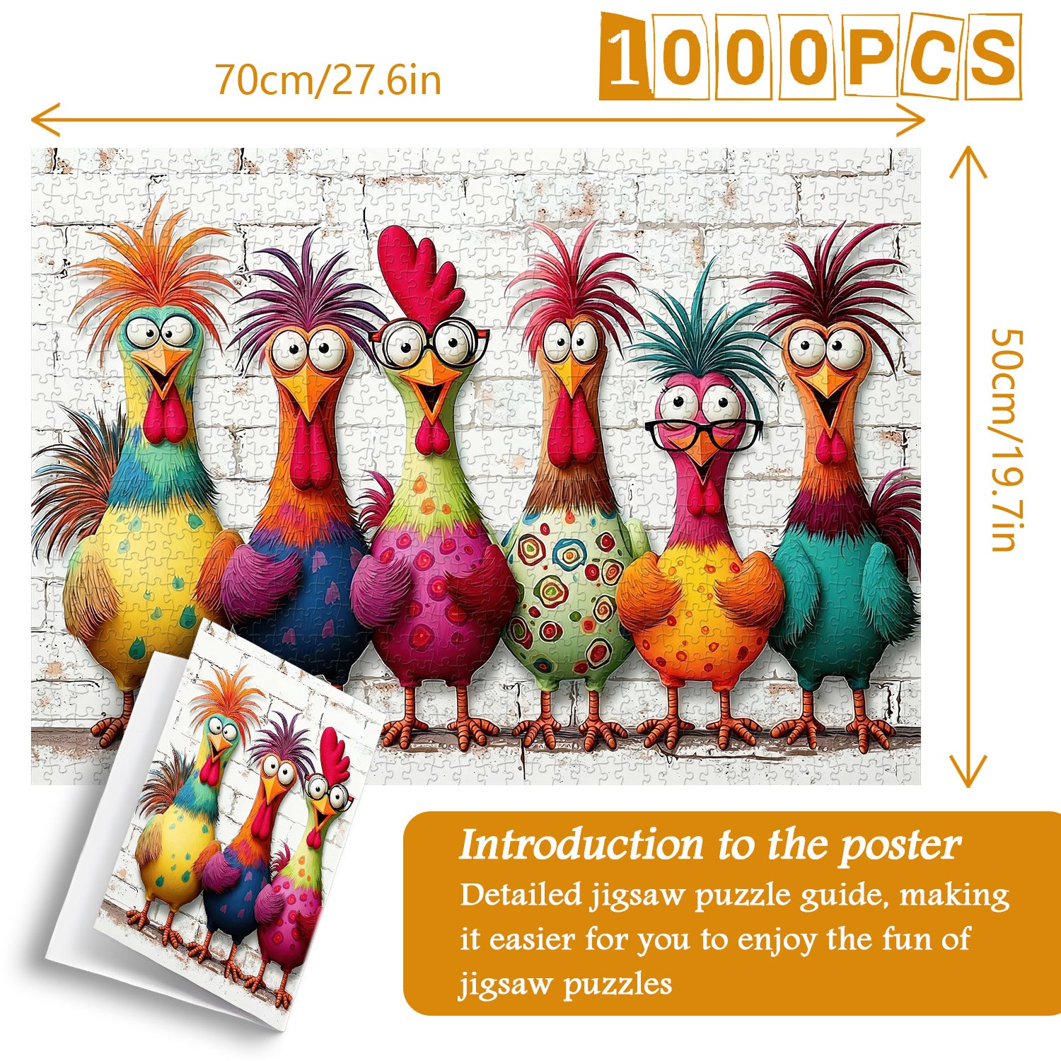 Verrückte bunte Hühner Puzzle 1000 Teile