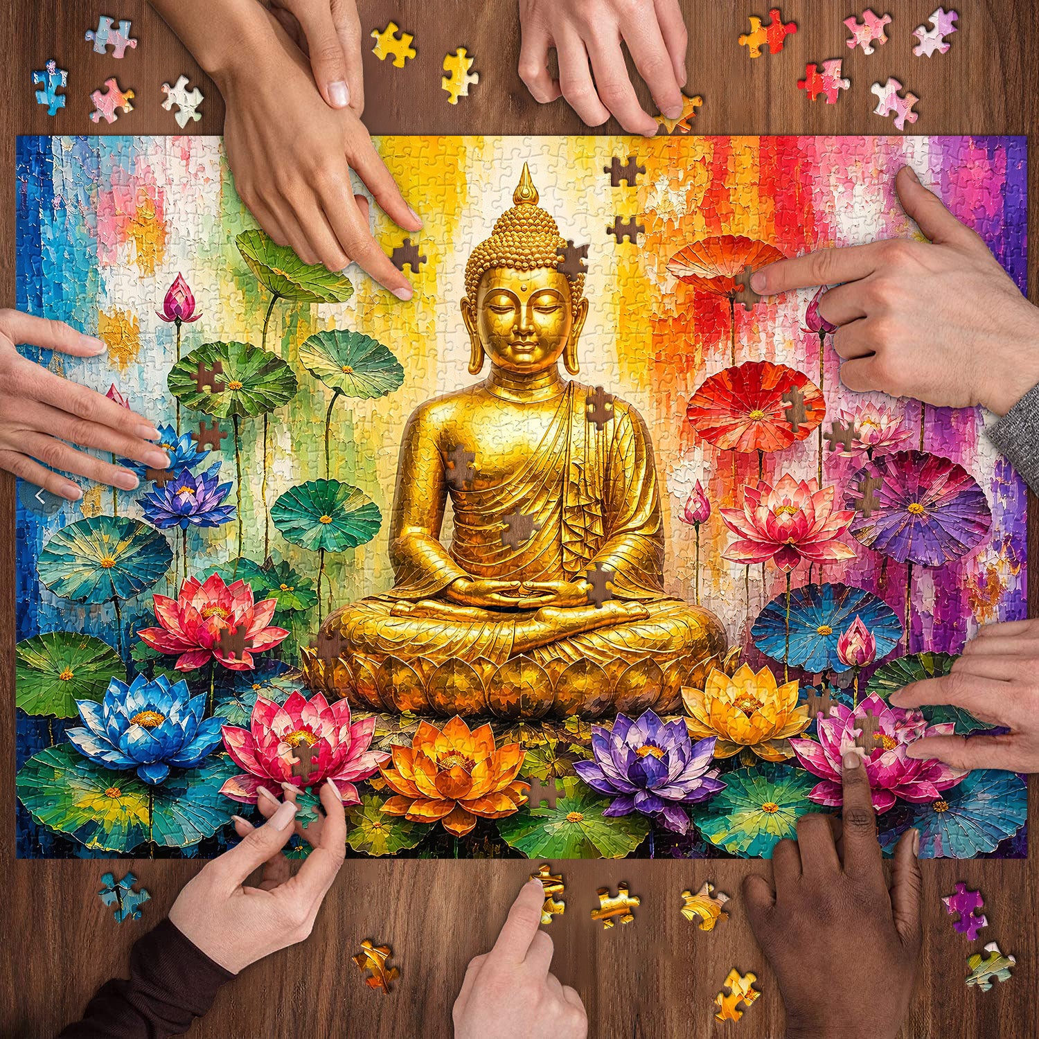 Serene Buddha Floral Bloom Puzzle 1000 Teile