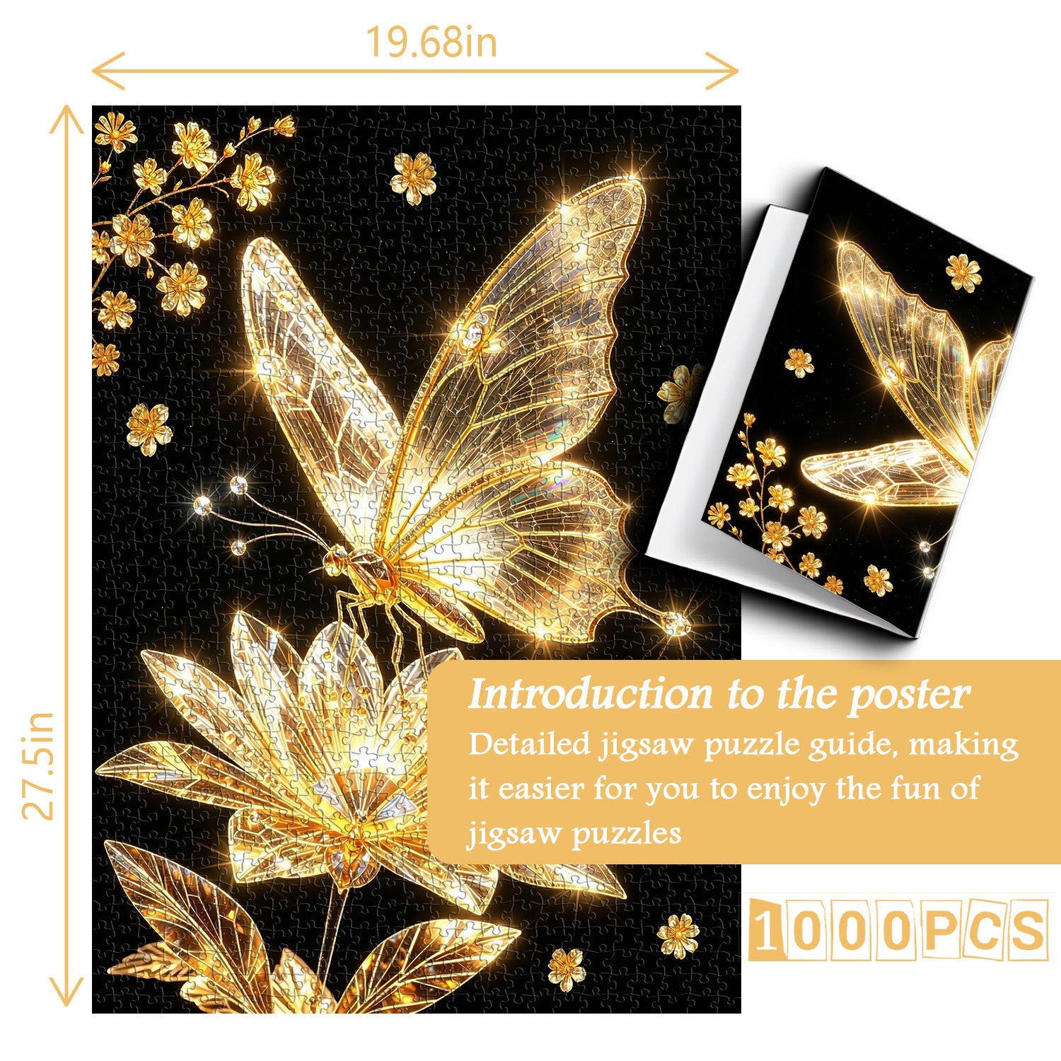 Golden Crystal Butterfly Jigsaw Puzzle 1000 Pieces