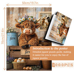 Highland Cow in Farm Jigsaw Puzzle 1000 Pieces