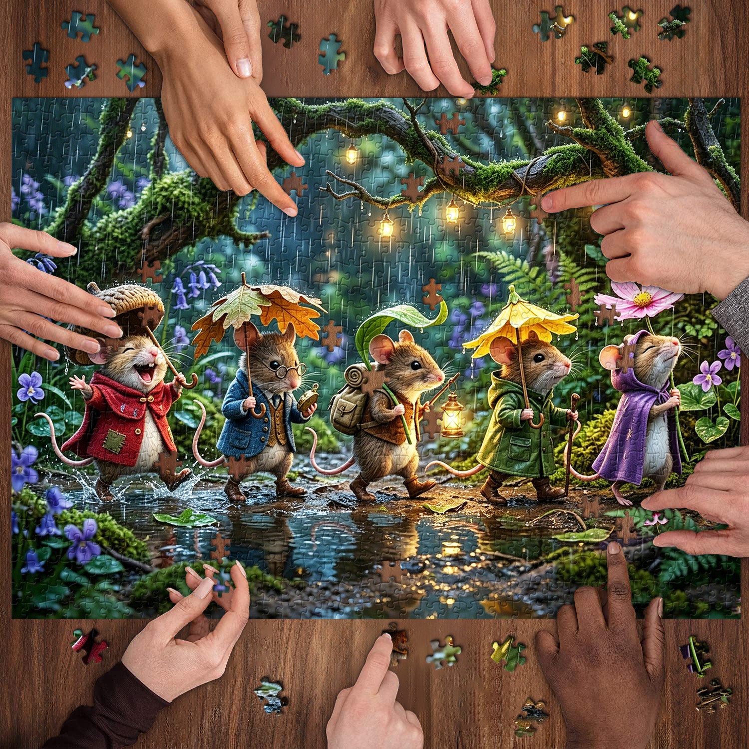 Kleine Abenteurer im Regen Puzzle 1000 Teile
