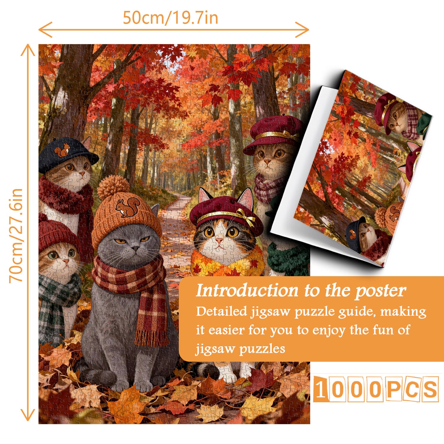 Cute Cat Autumn Puzzle 1000 Pieces
