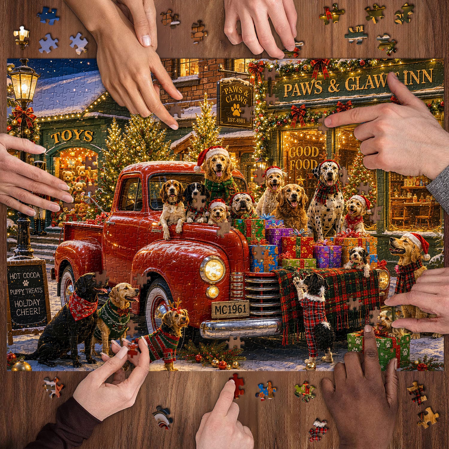 Weihnachtswelpen-LKW-Puzzle 1000 Teile