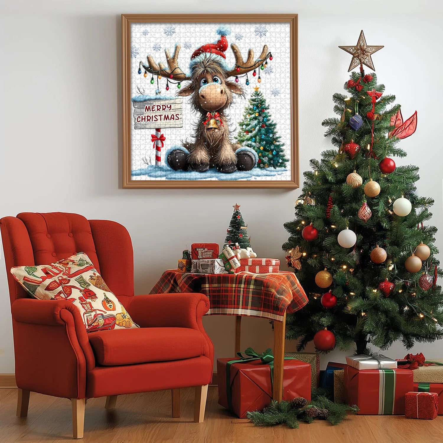 Elk Christmas Celebration Jigsaw Puzzle 1000 Pieces
