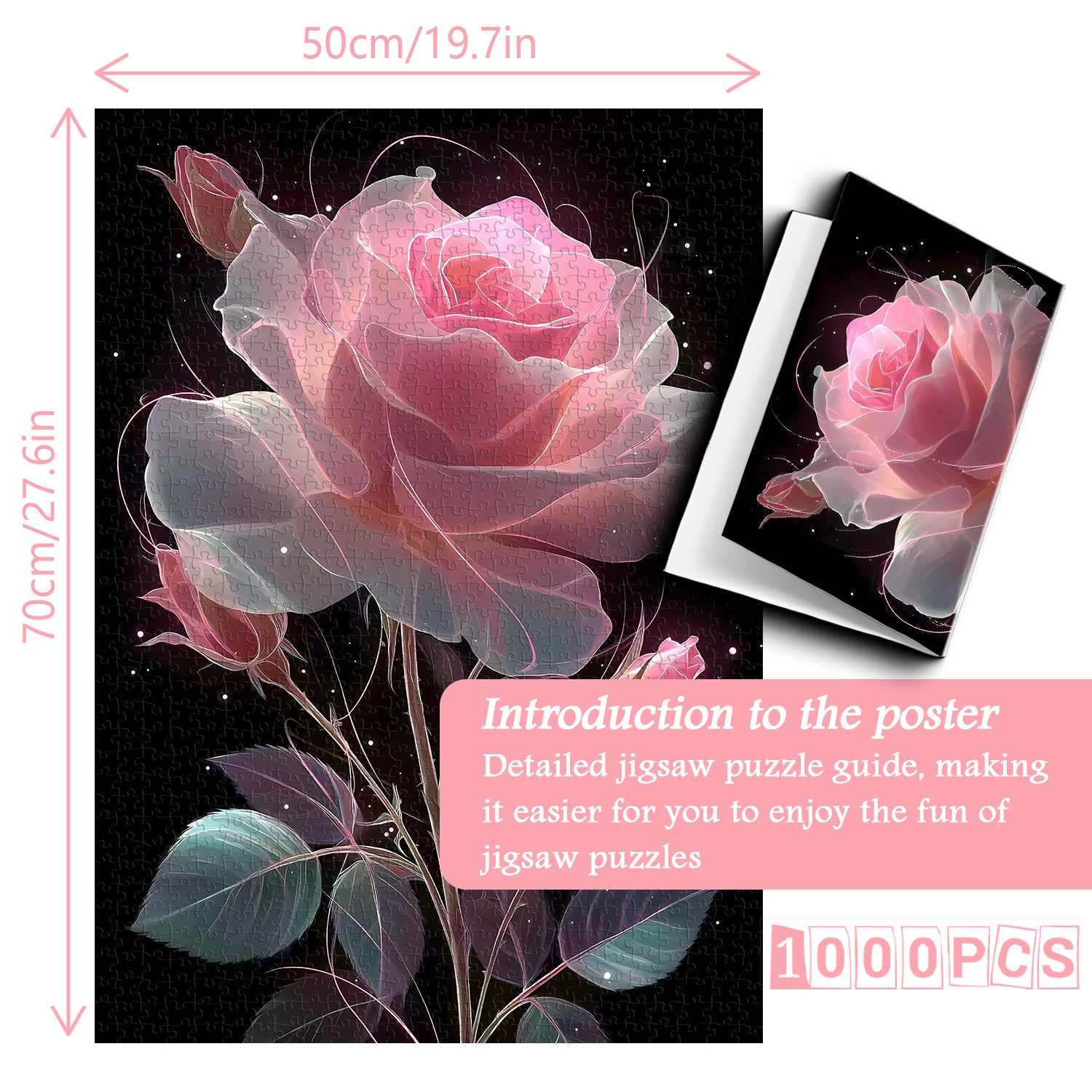 Pink Dream Rose Jigsaw Puzzle 1000 Pieces