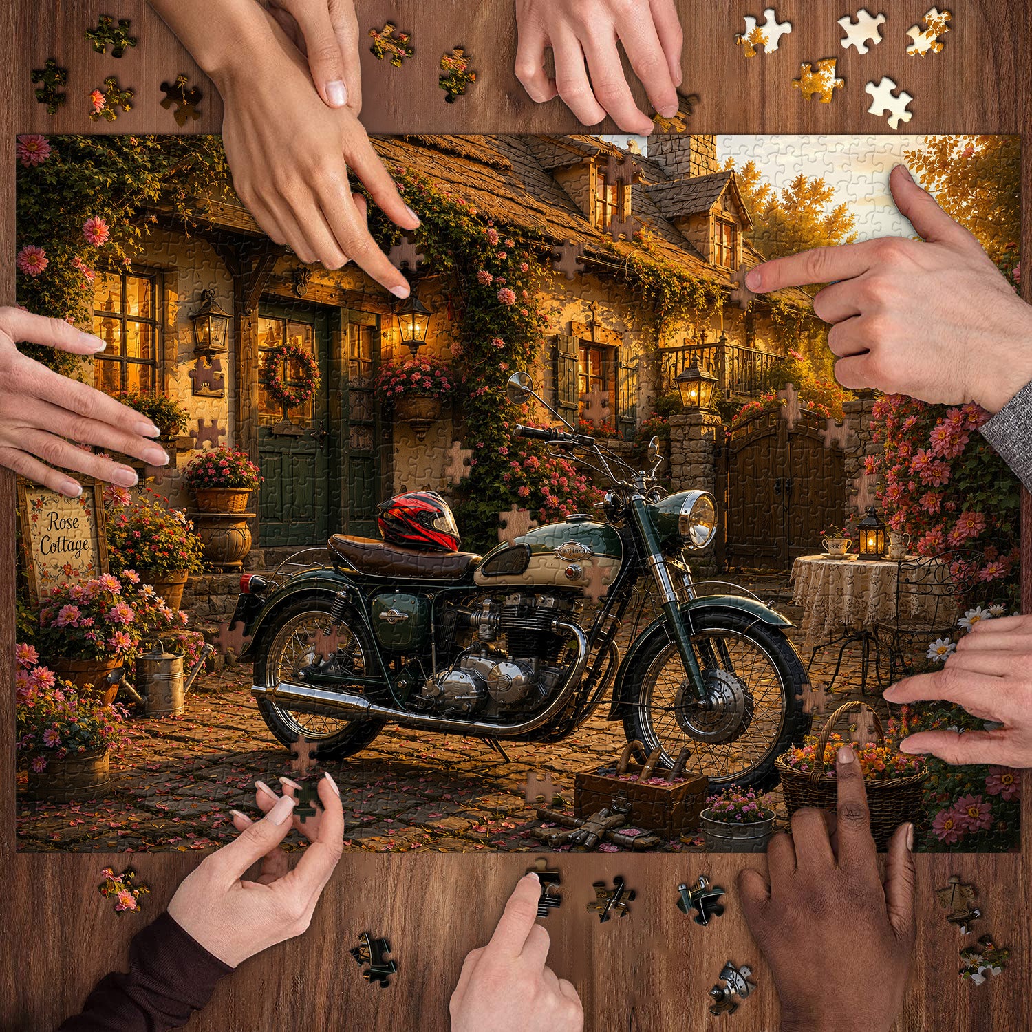 Sunset Cottage Moto Jigsaw Puzzle 1000 Pieces