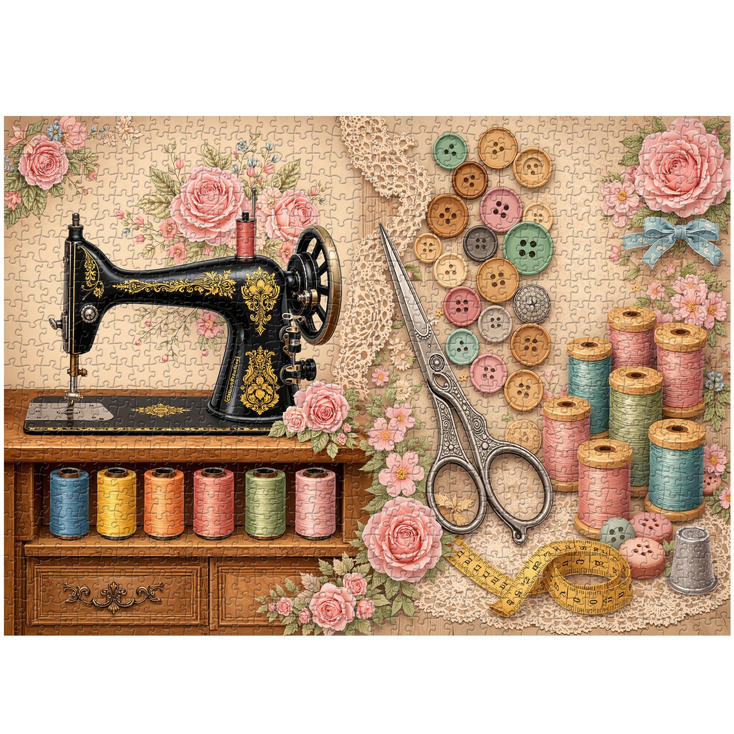 Vintage Sewing Room Jigsaw Puzzle 1000 Pieces