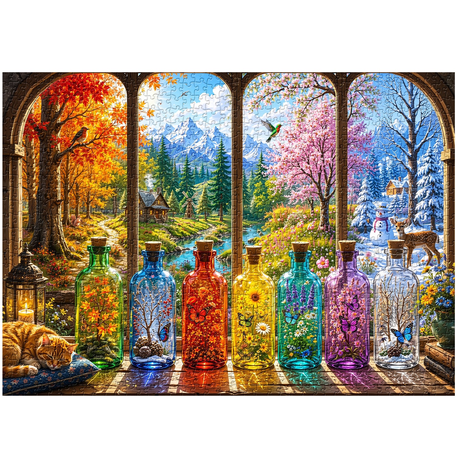Seasons on the Sill Jigsaw Puzzle 1000 Pieces