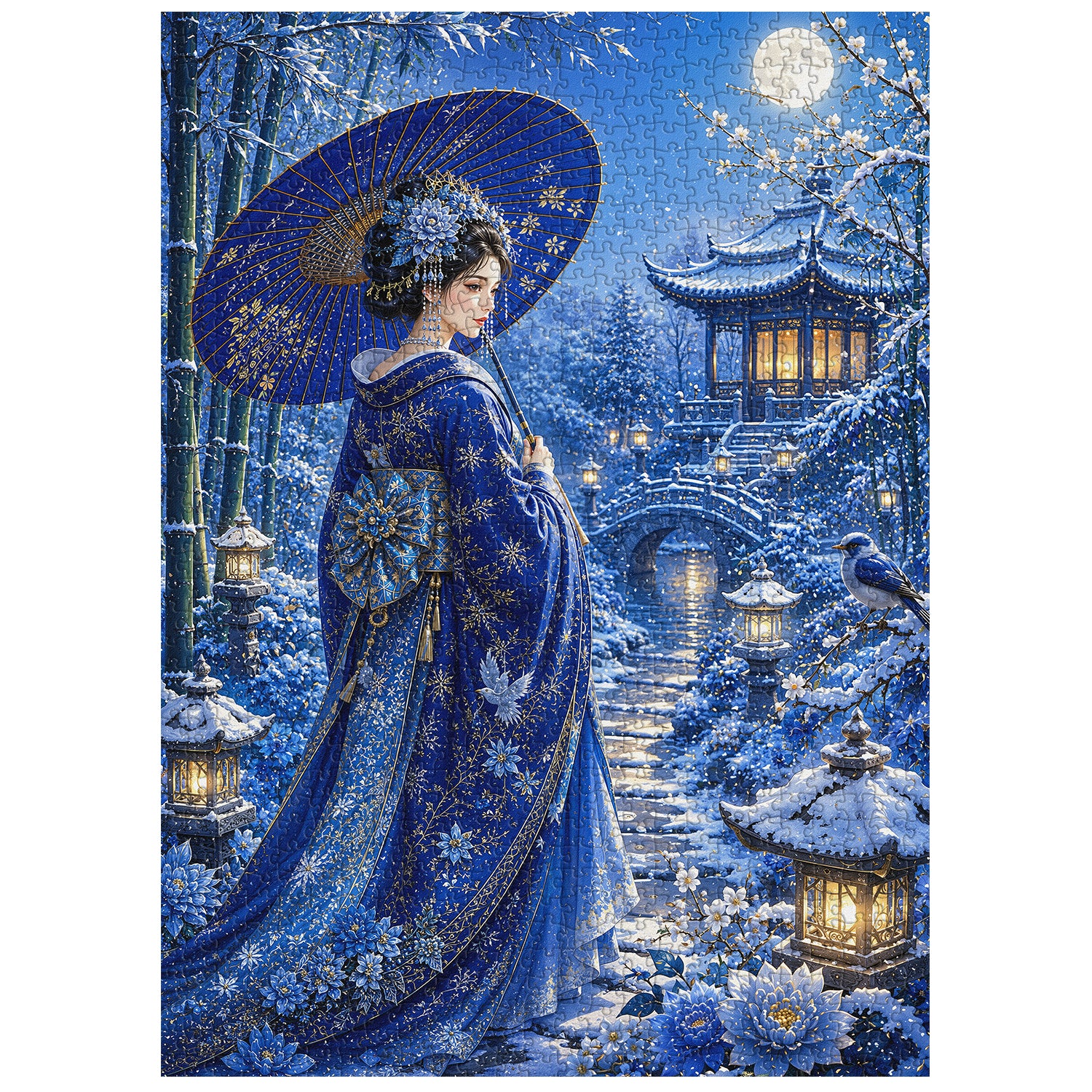 Schnee-Mond-Garten-Puzzle 1000 Teile