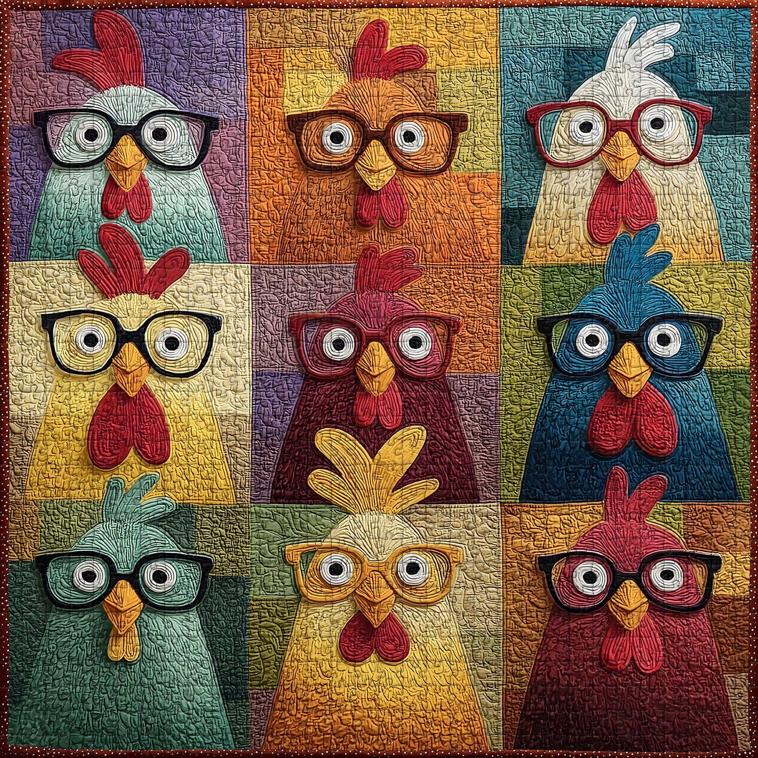 Fabric Chicken Fun Jigsaw Puzzle 1000 Pieces