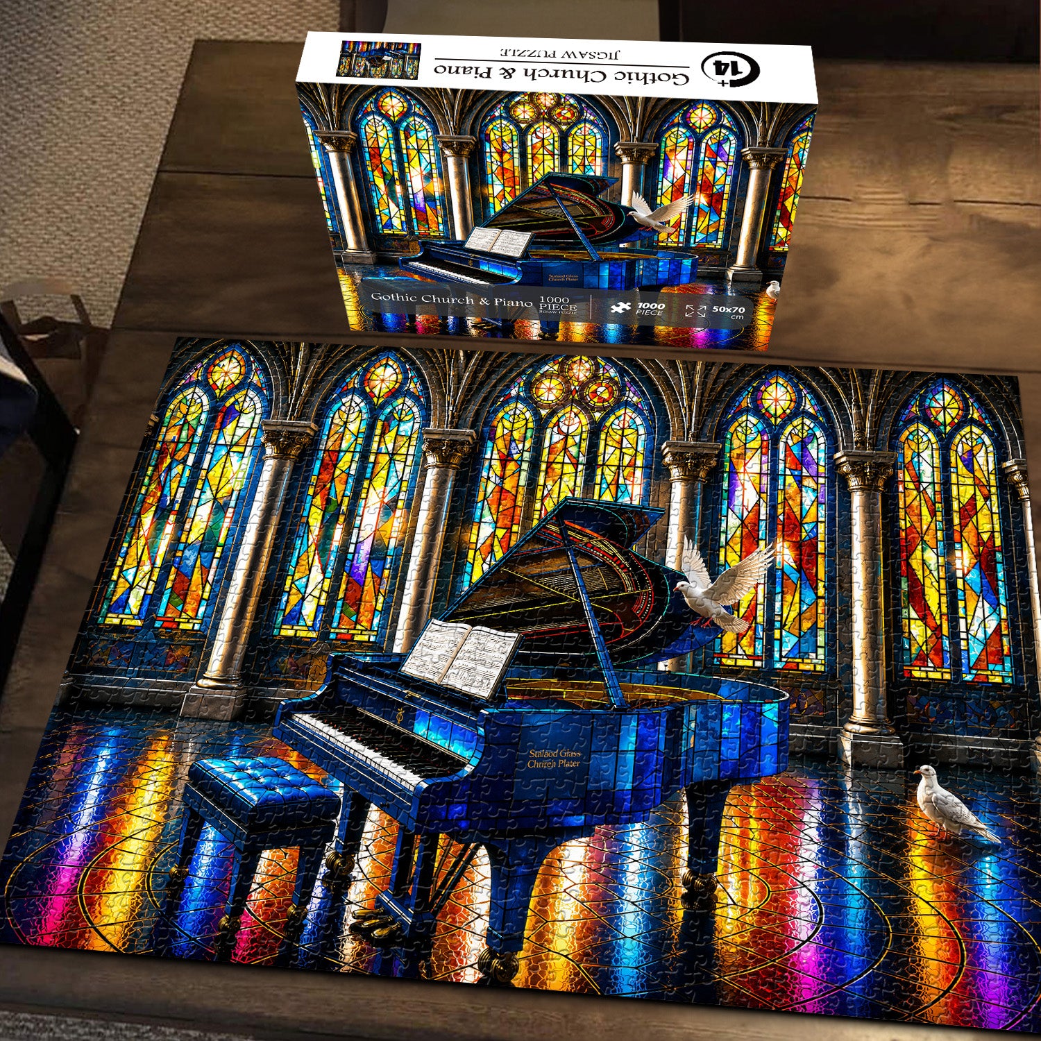 Puzzle „Gotische Kirche und Klavier“, 1000 Teile