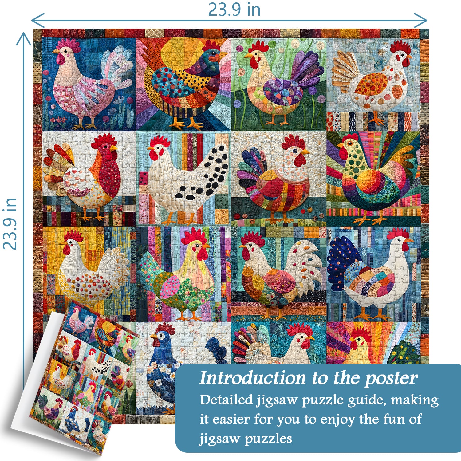 Patchwork-Hühner-Puzzle, 1000 Teile