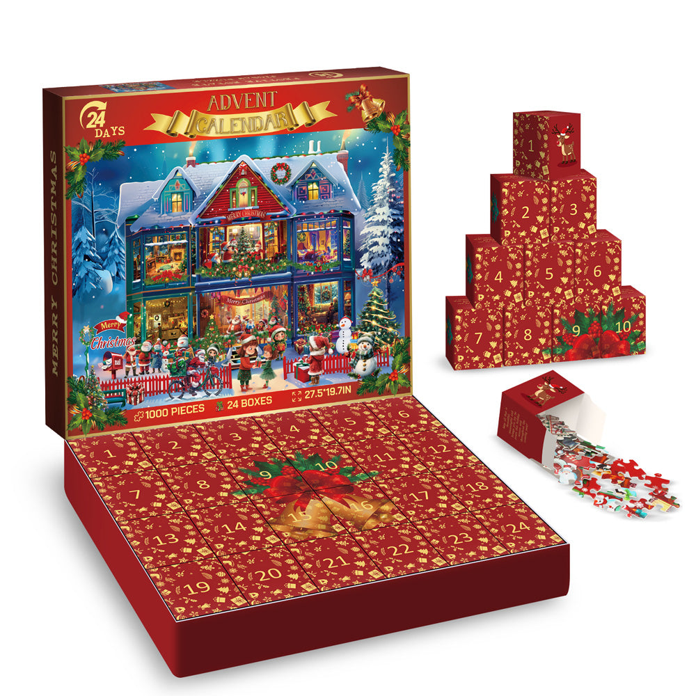 Festive Winter Estate Advent Calendar Jigsaw Puzzle 1000 Pieces