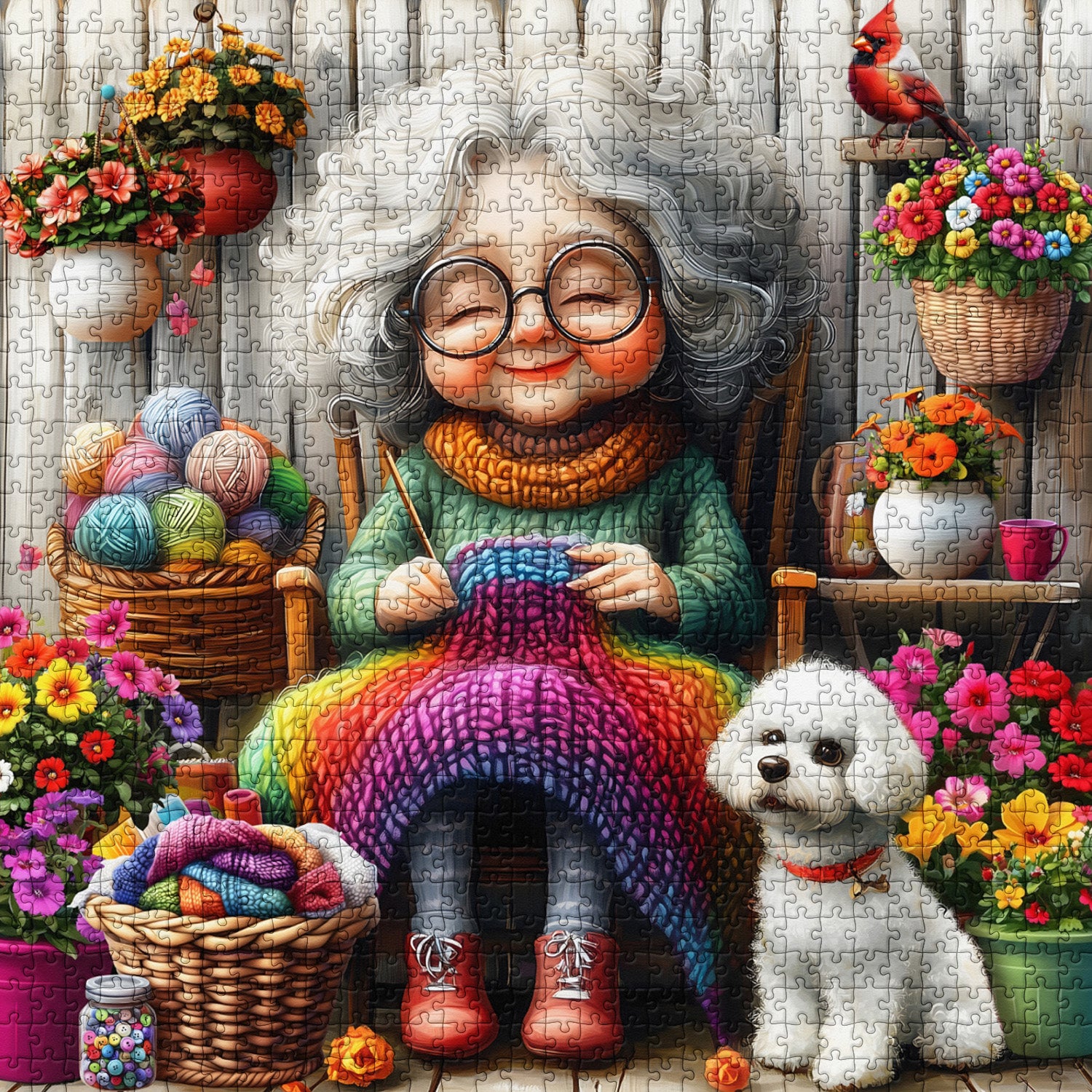 Grandma's Cozy Knit Jigsaw Puzzle 1000 Pieces