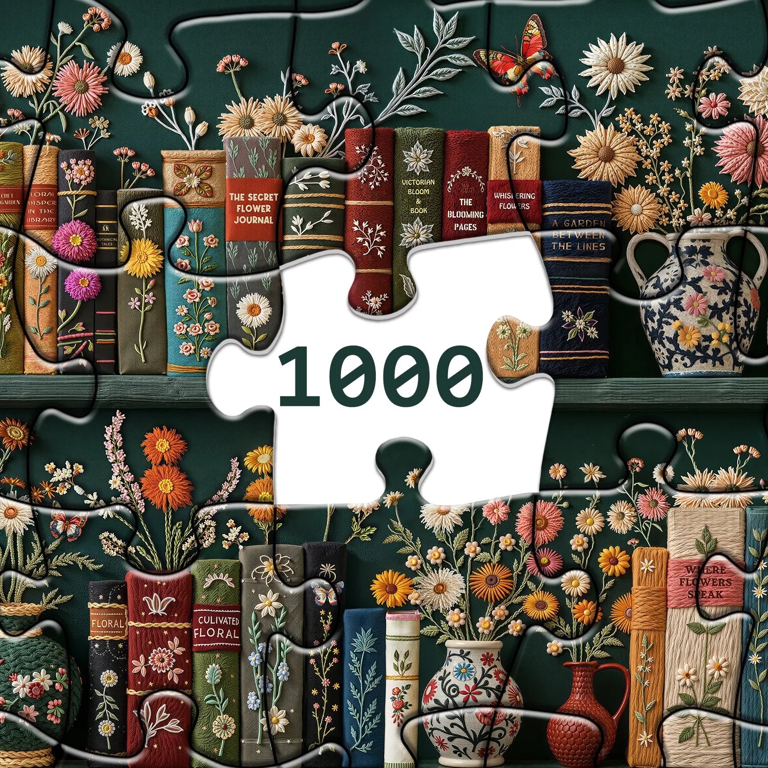 Blühendes Bücherregal-Puzzle 1000 Teile