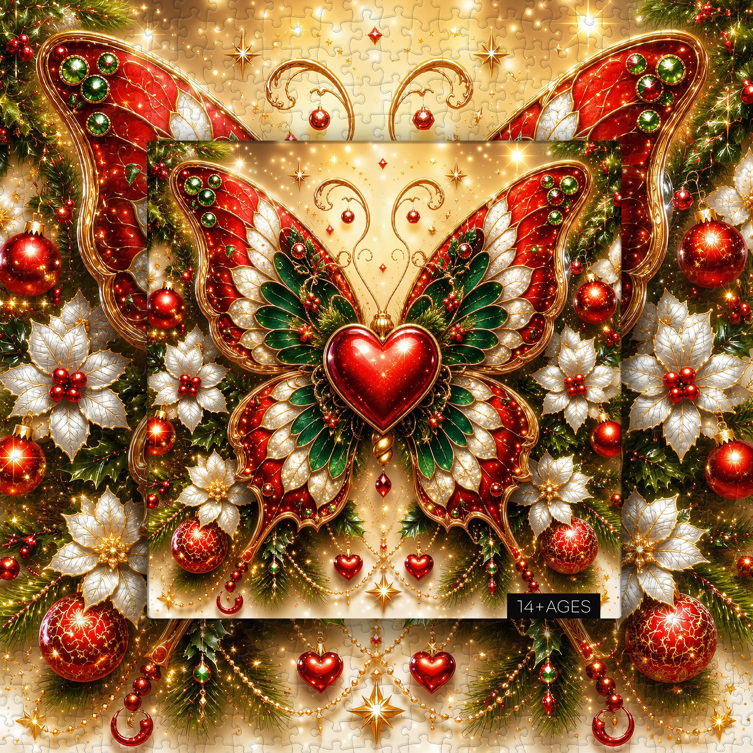 Weihnachts-Schmetterlings-Herz-Puzzle, 1000 Teile