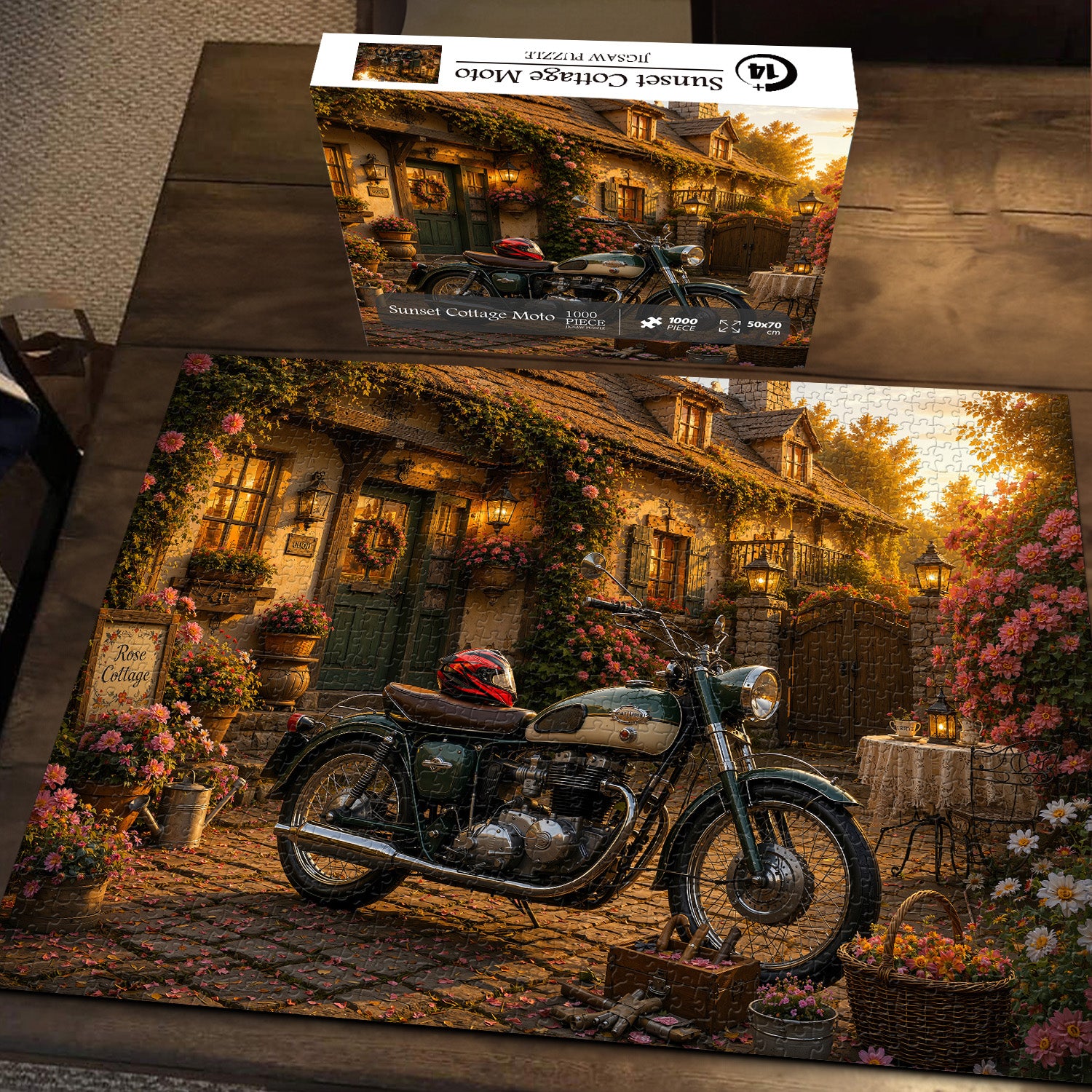 Sunset Cottage Moto Jigsaw Puzzle 1000 Pieces