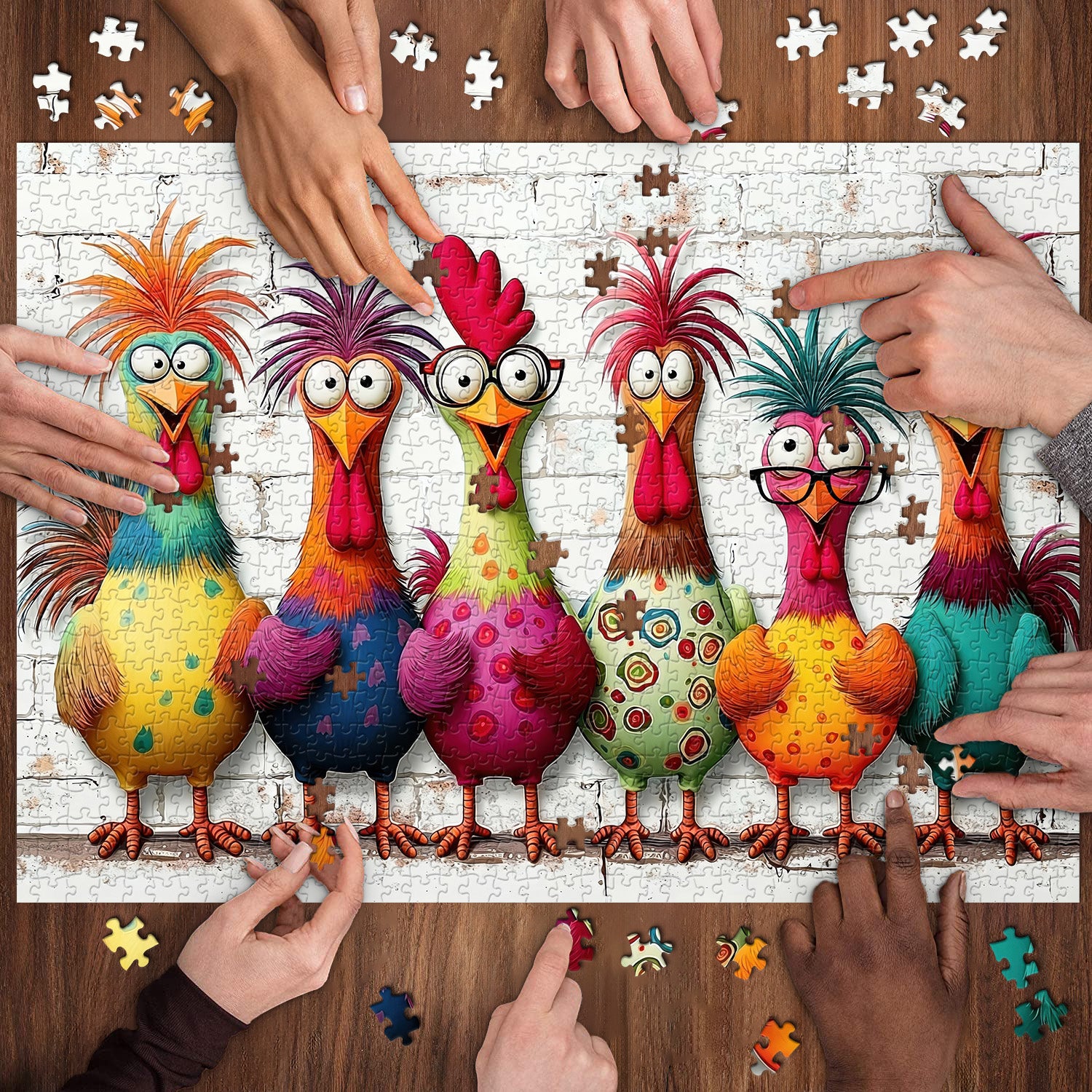 Verrückte bunte Hühner Puzzle 1000 Teile