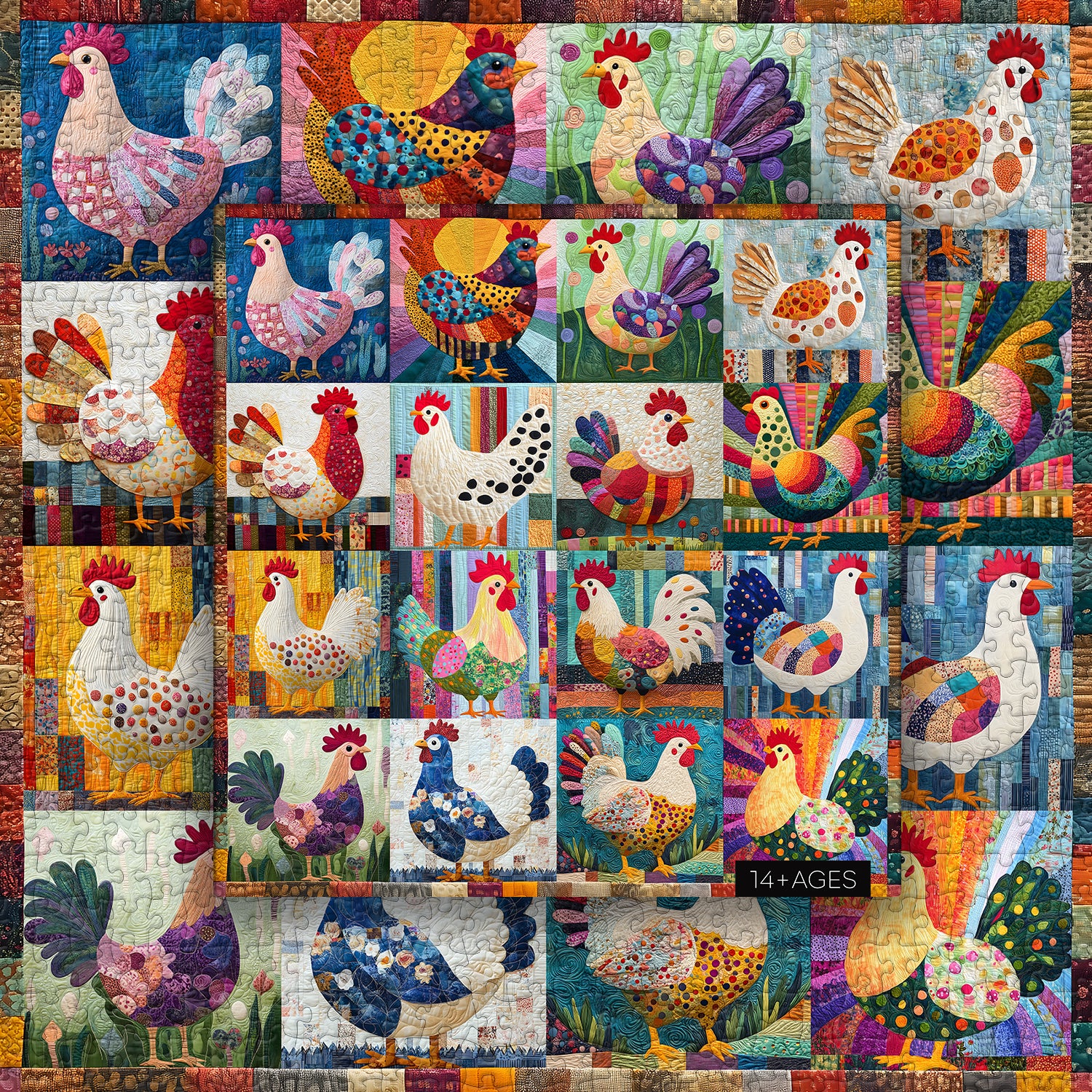 Patchwork-Hühner-Puzzle, 1000 Teile