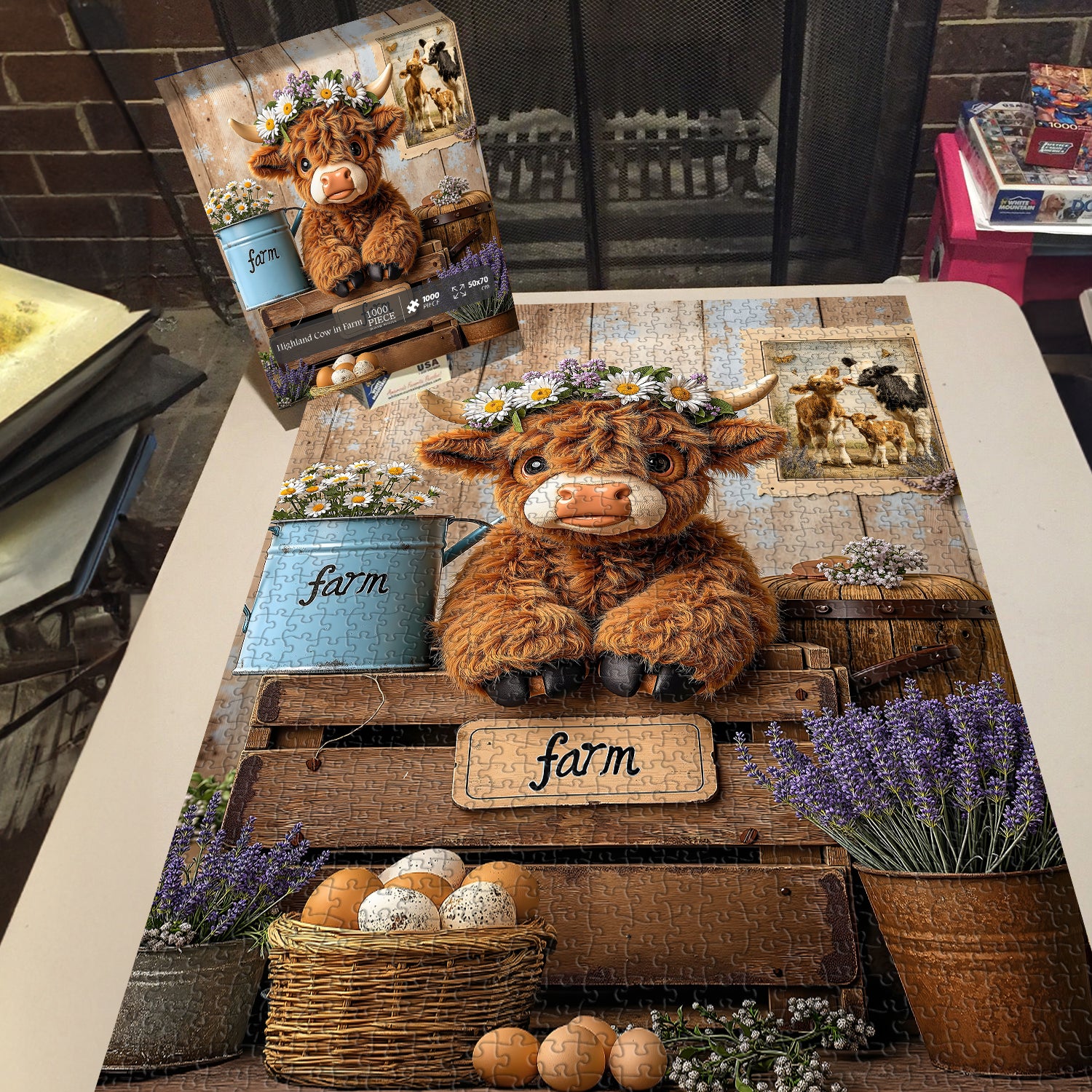 Highland Cow in Farm Jigsaw Puzzle 1000 Pieces