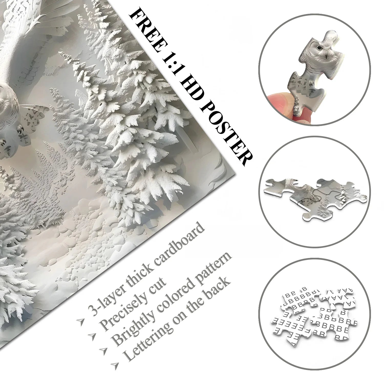 Eule im Schnee Puzzle 1000 Teile