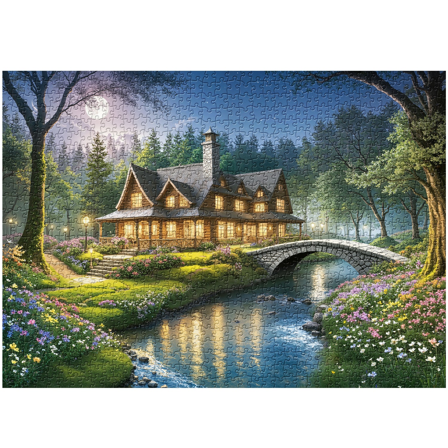 Twilight Cabin Glow Puzzle 1000 Teile
