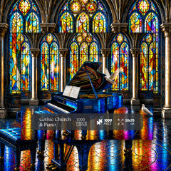 Puzzle „Gotische Kirche und Klavier“, 1000 Teile