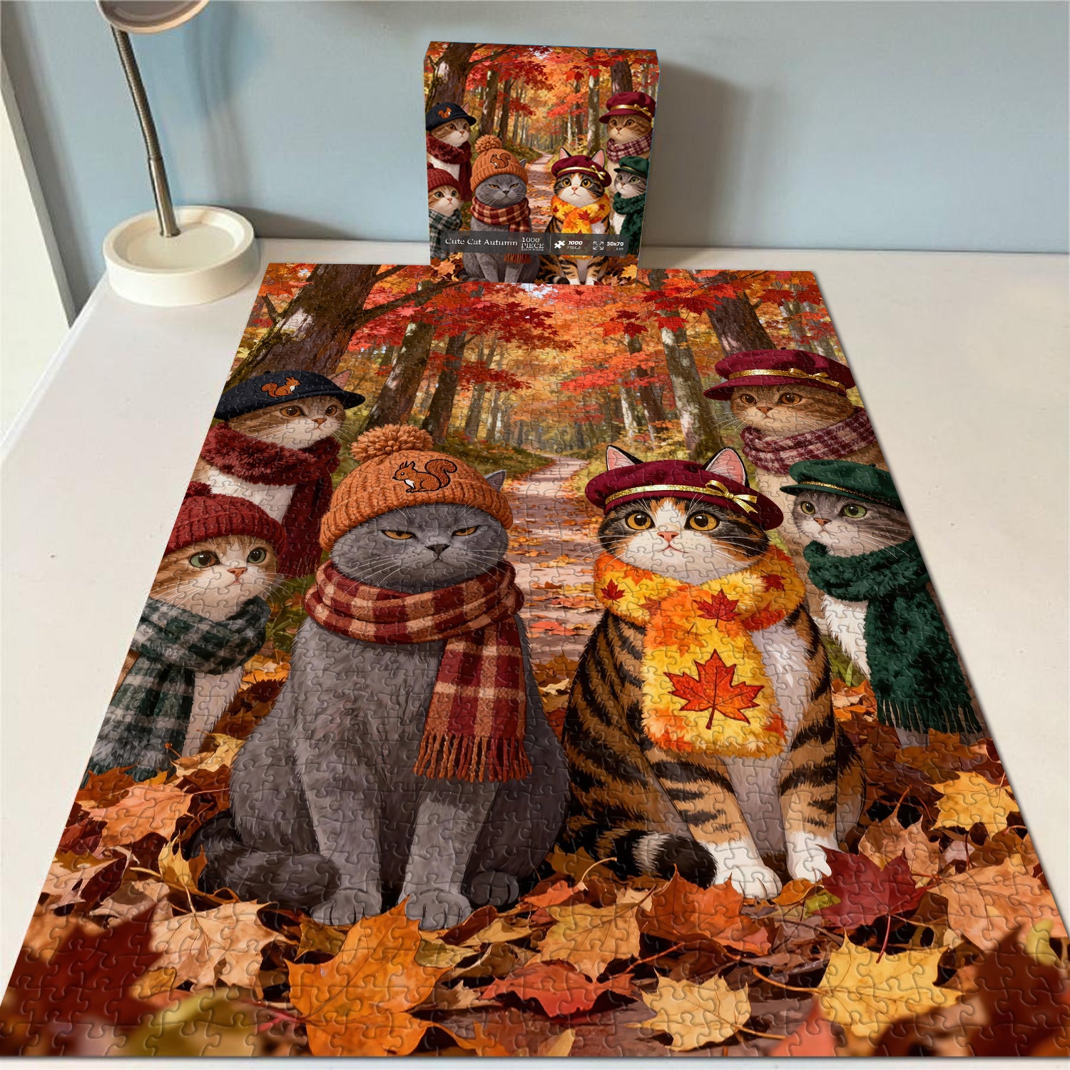 Cute Cat Autumn Puzzle 1000 Pieces