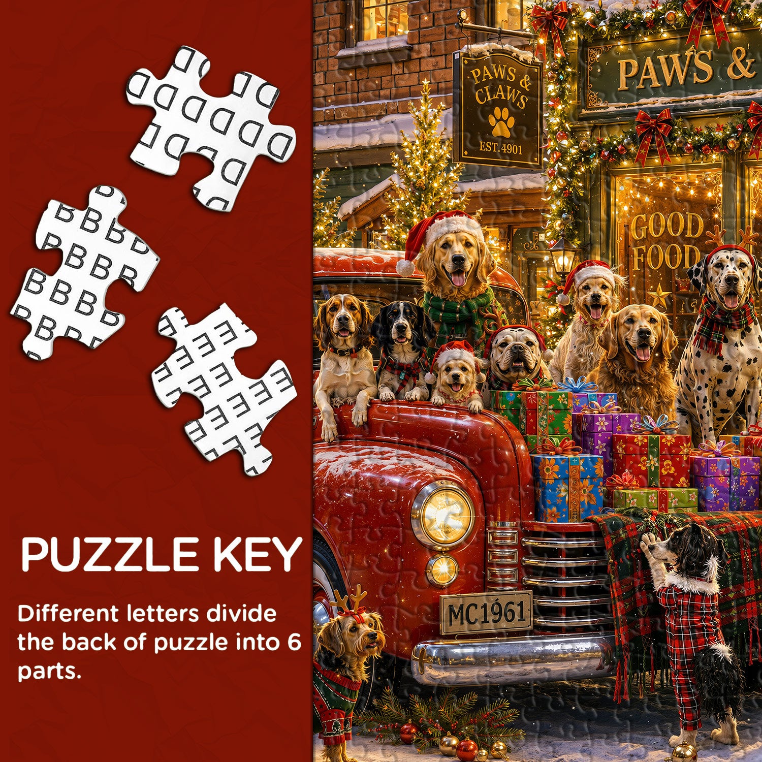 Weihnachtswelpen-LKW-Puzzle 1000 Teile