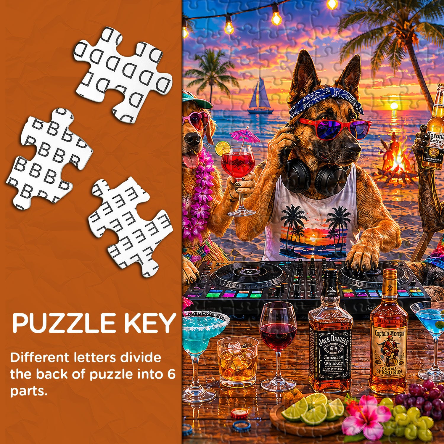 Tropische Hunde DJ Party Puzzle 1000 Teile