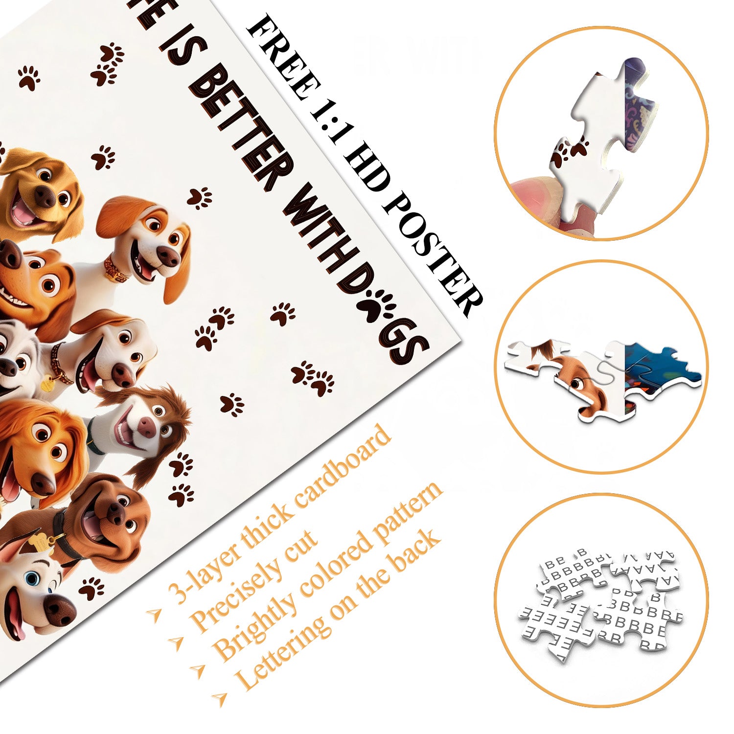 Life is Better with Dogs Jigsaw Puzzle 1000 Pieces