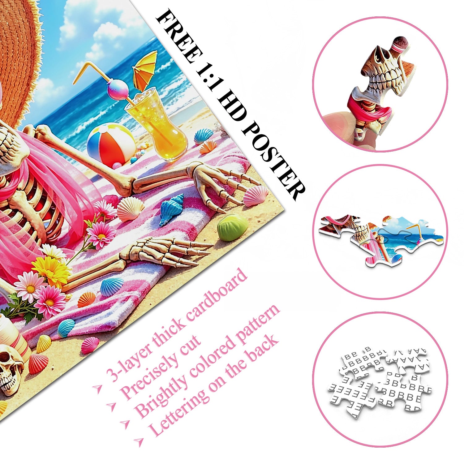 Skelett-Strandurlaub-Puzzle, 1000 Teile