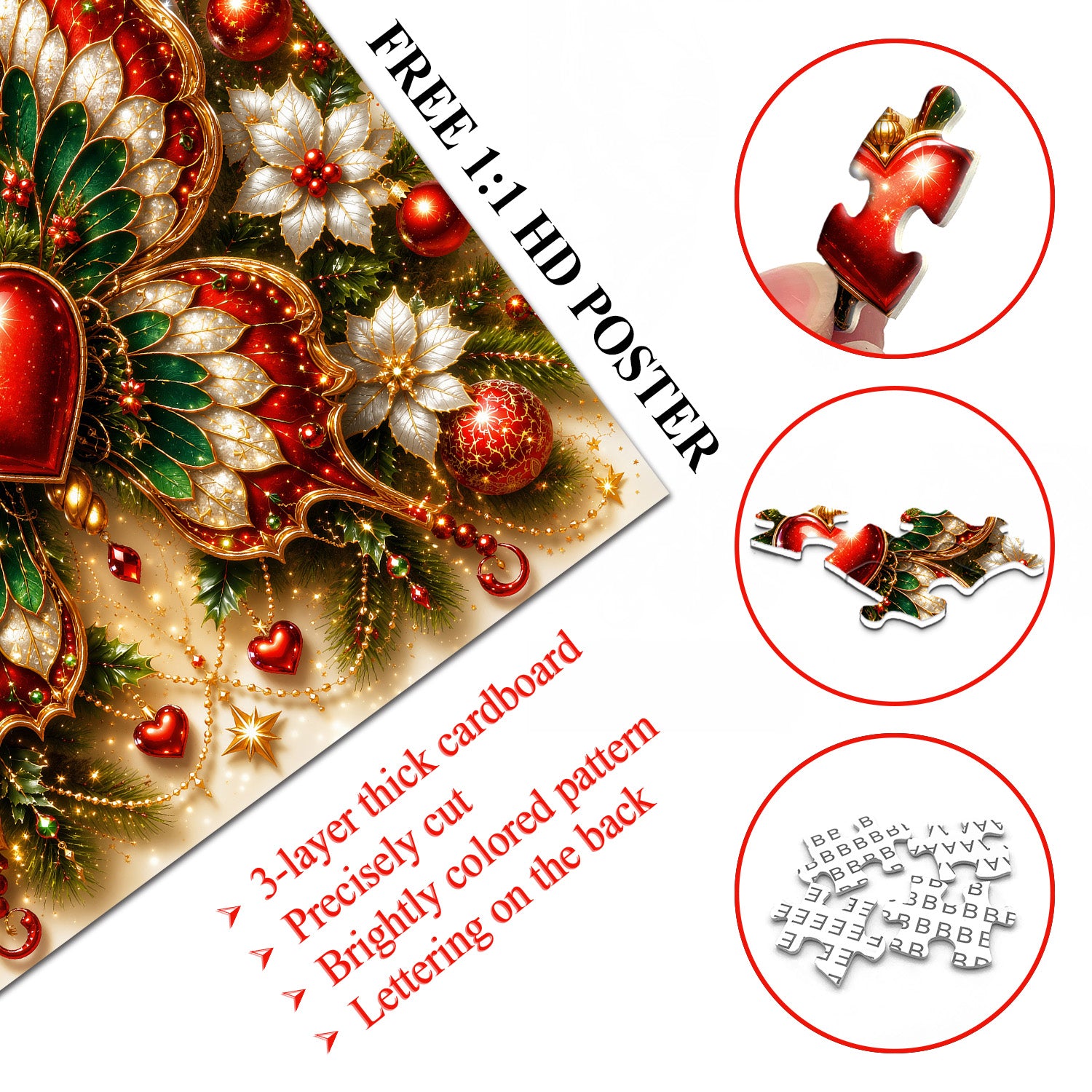 Weihnachts-Schmetterlings-Herz-Puzzle, 1000 Teile