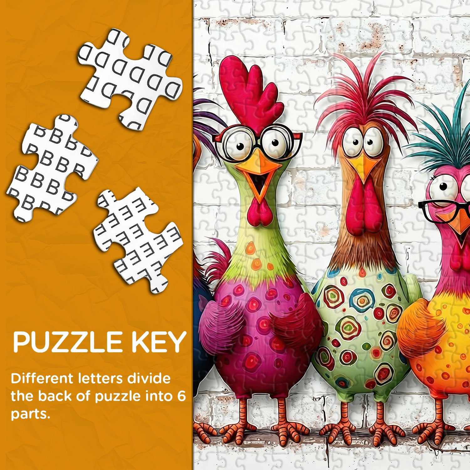 Verrückte bunte Hühner Puzzle 1000 Teile