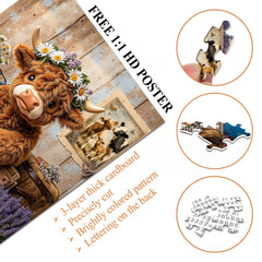 Highland Cow in Farm Jigsaw Puzzle 1000 Pieces