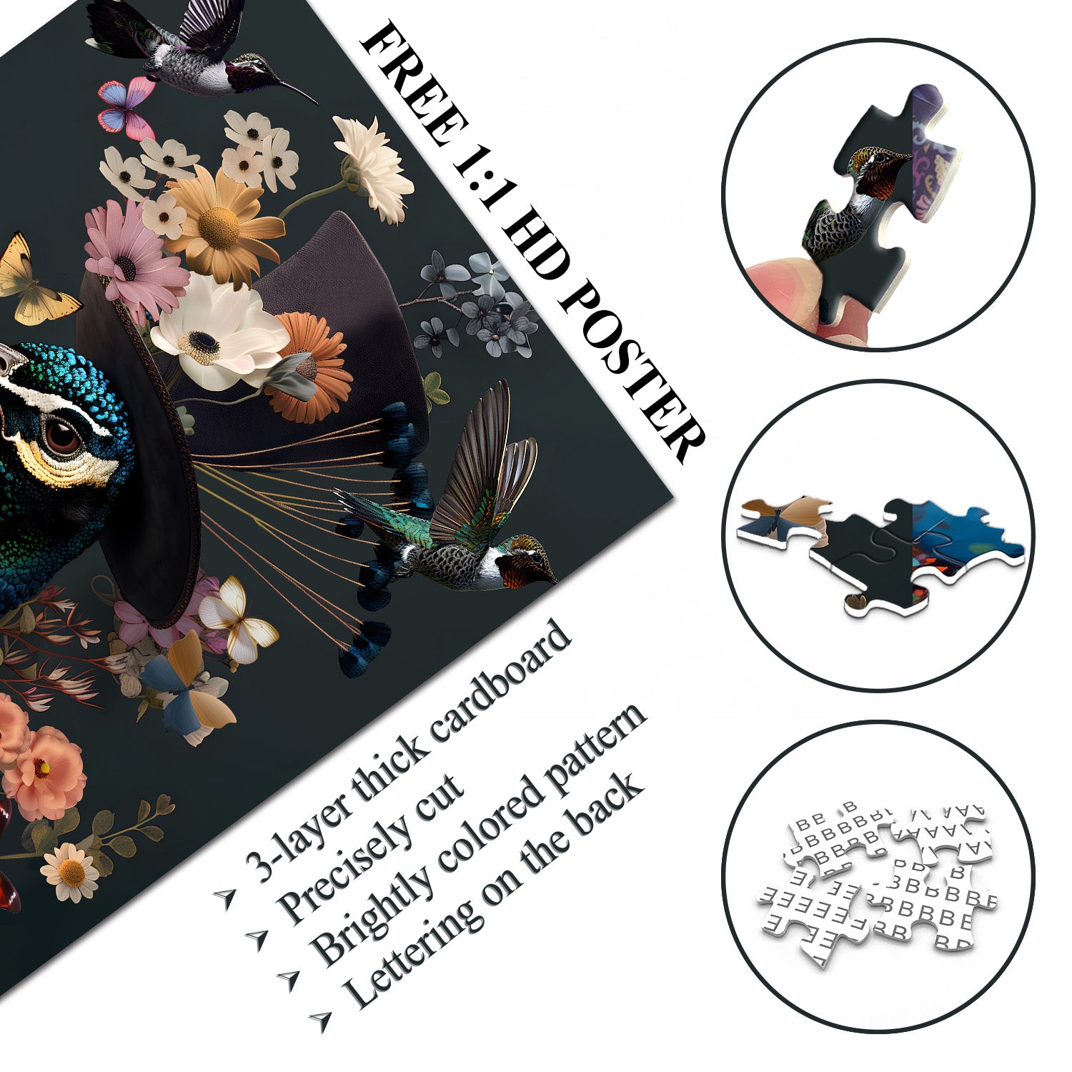 Blumenpfaupuzzle 1000 Stücke