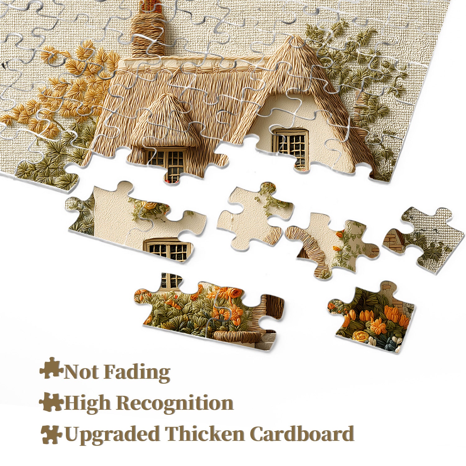 Embroidered Garden Cottage Jigsaw Puzzle 1000 Pieces