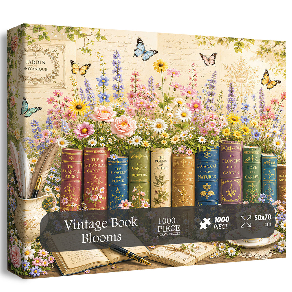 Vintage Book Blooms Jigsaw Puzzle 1000 Pieces