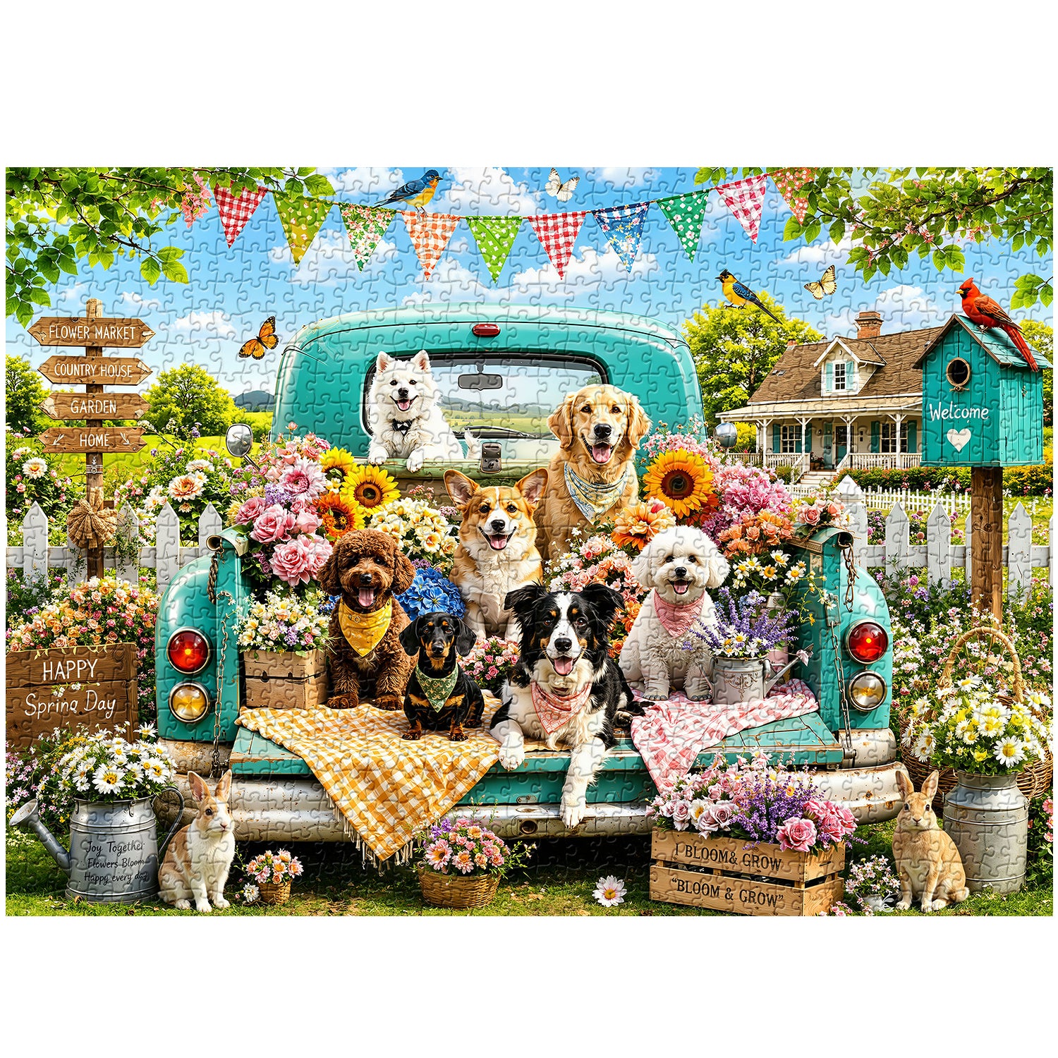 Truck Full Puppies Puzzle 1000 Teile