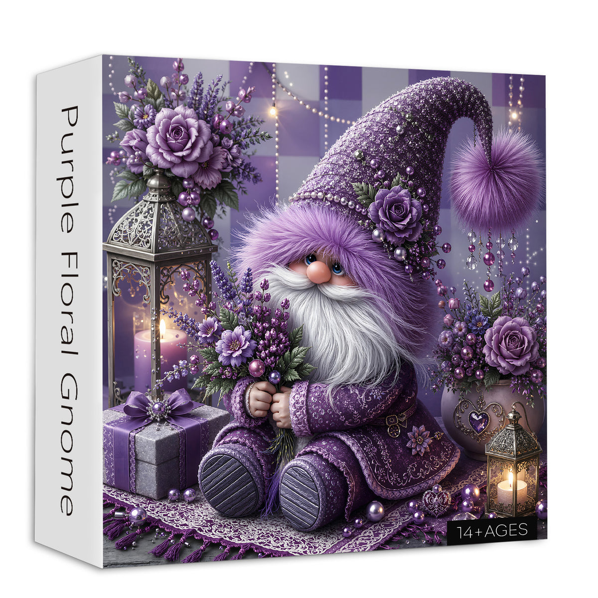 Purple Floral Gnome Jigsaw Puzzle 1000 Pieces