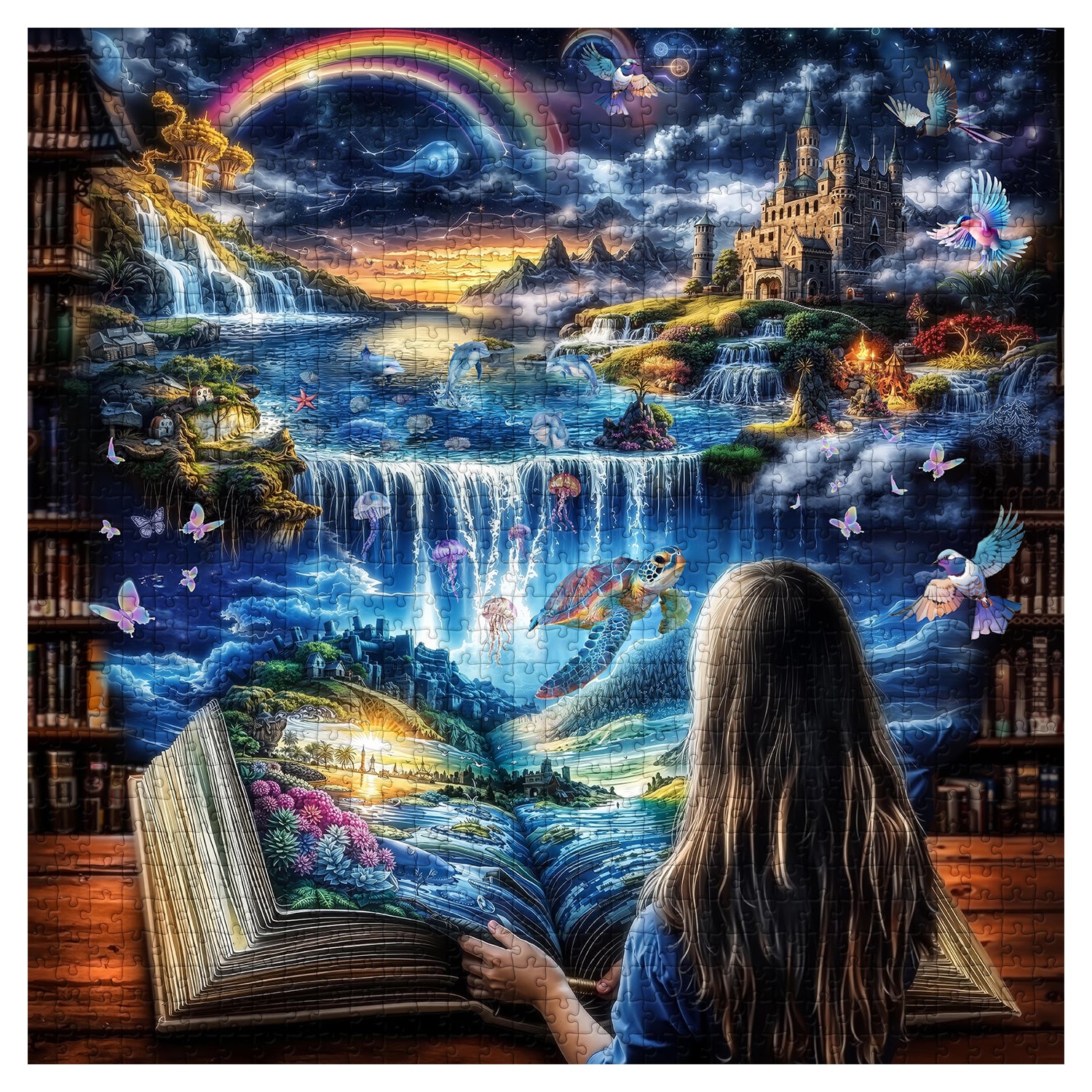 Whimsical Dream Library Jigsaw Puzzle 1000 Pieces