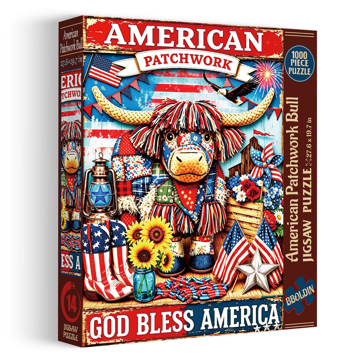 American Patchwork Bull Jigsaw Puzzle 1000 Pieces