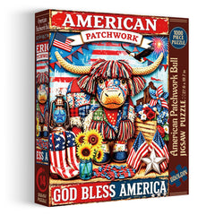 American Patchwork Bull Jigsaw Puzzle 1000 Pieces
