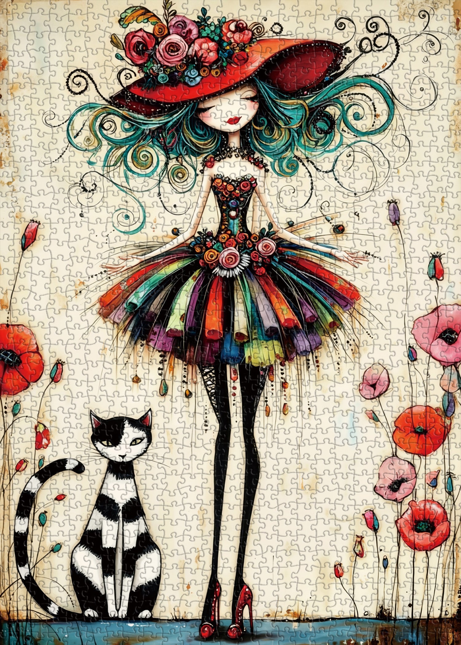 Flower Hat Lady Jigsaw Puzzle 1000 Pieces