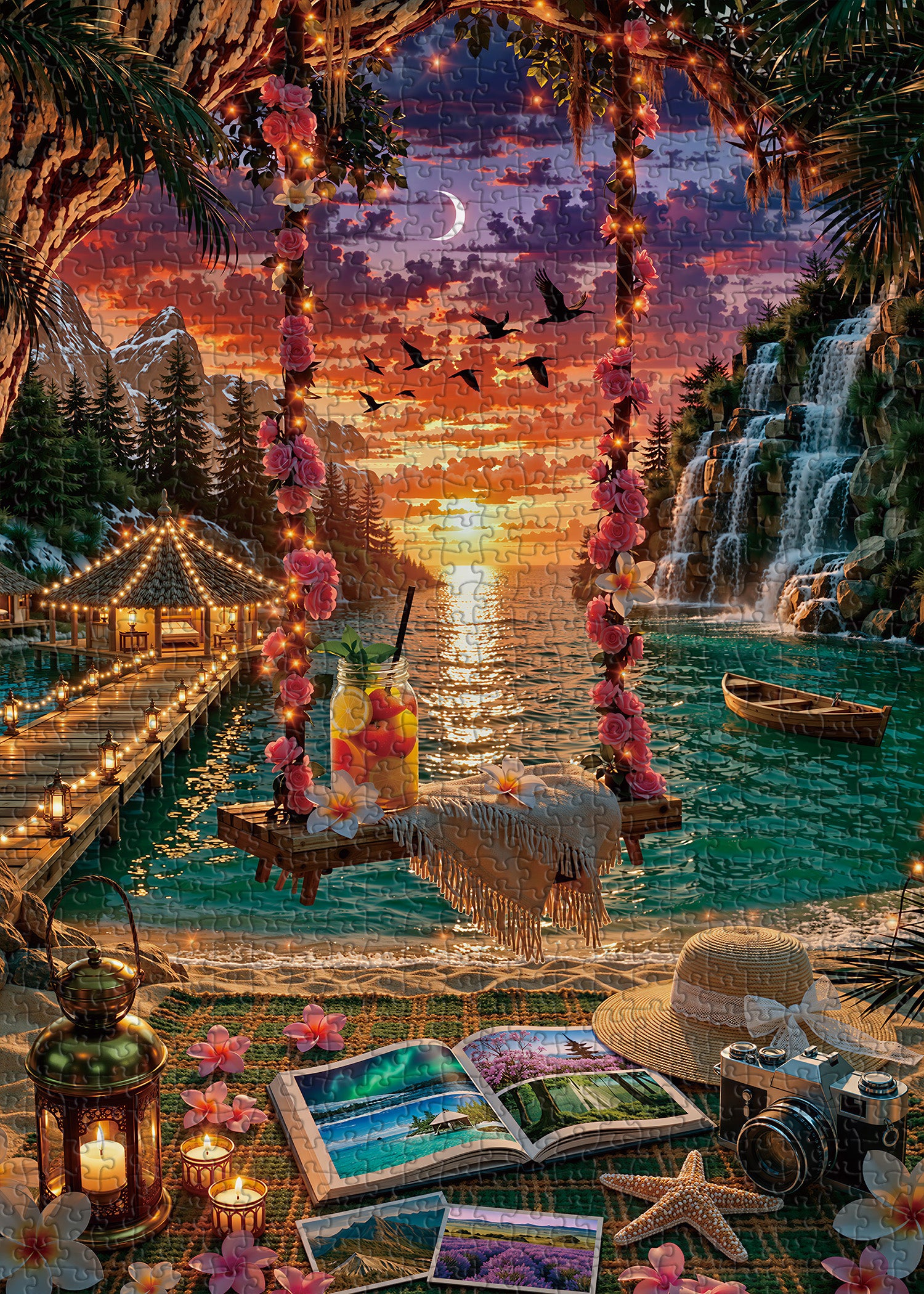Sonnenuntergangsschaukel-Puzzle 1000 Teile