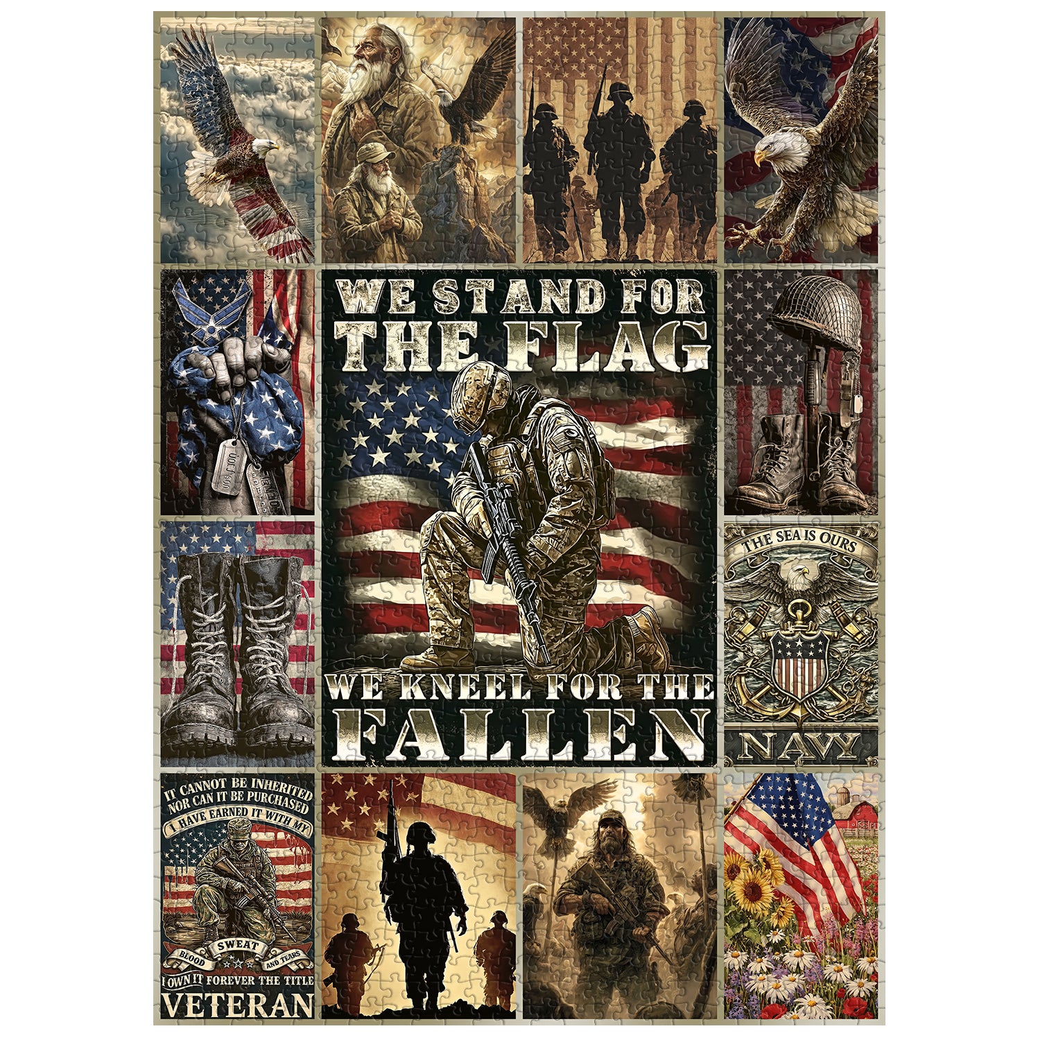 Patriot Veteran Eagle Flag Jigsaw Puzzle 1000 Pieces