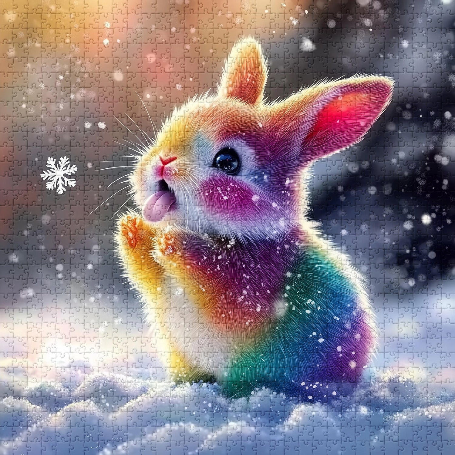 Snowy Hued Rabbit Jigsaw Puzzle 1000 Pieces
