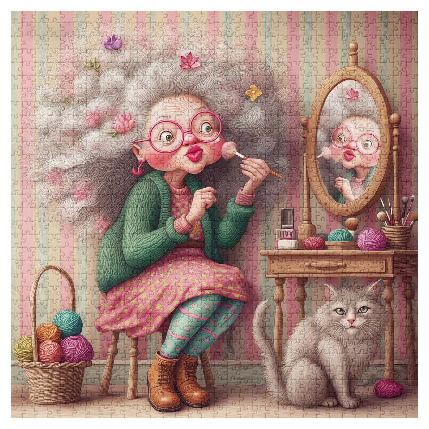 Blumiges Oma-Puzzle 1000 Teile