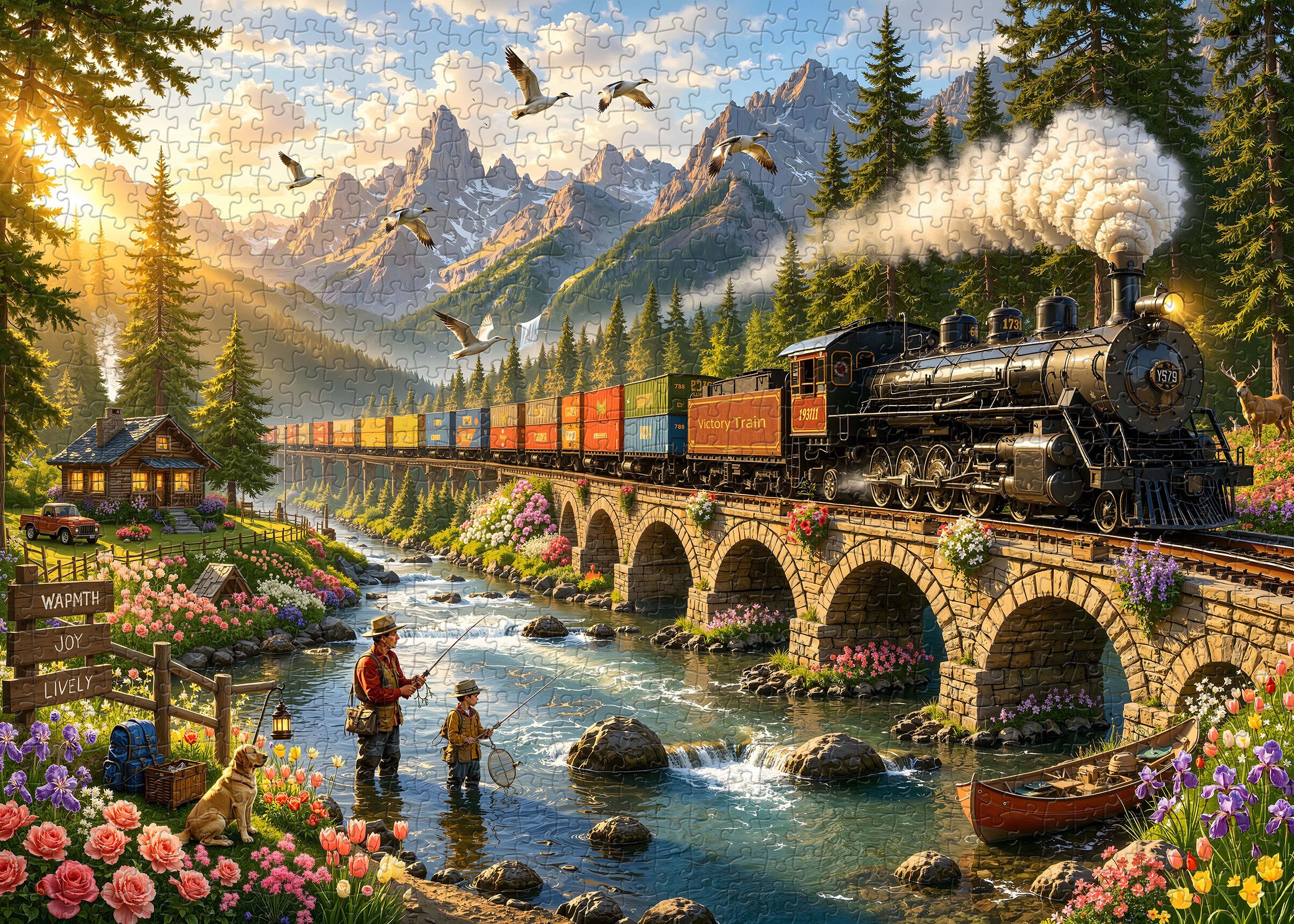 Valley Steam Train Puzzle 1000 Teile