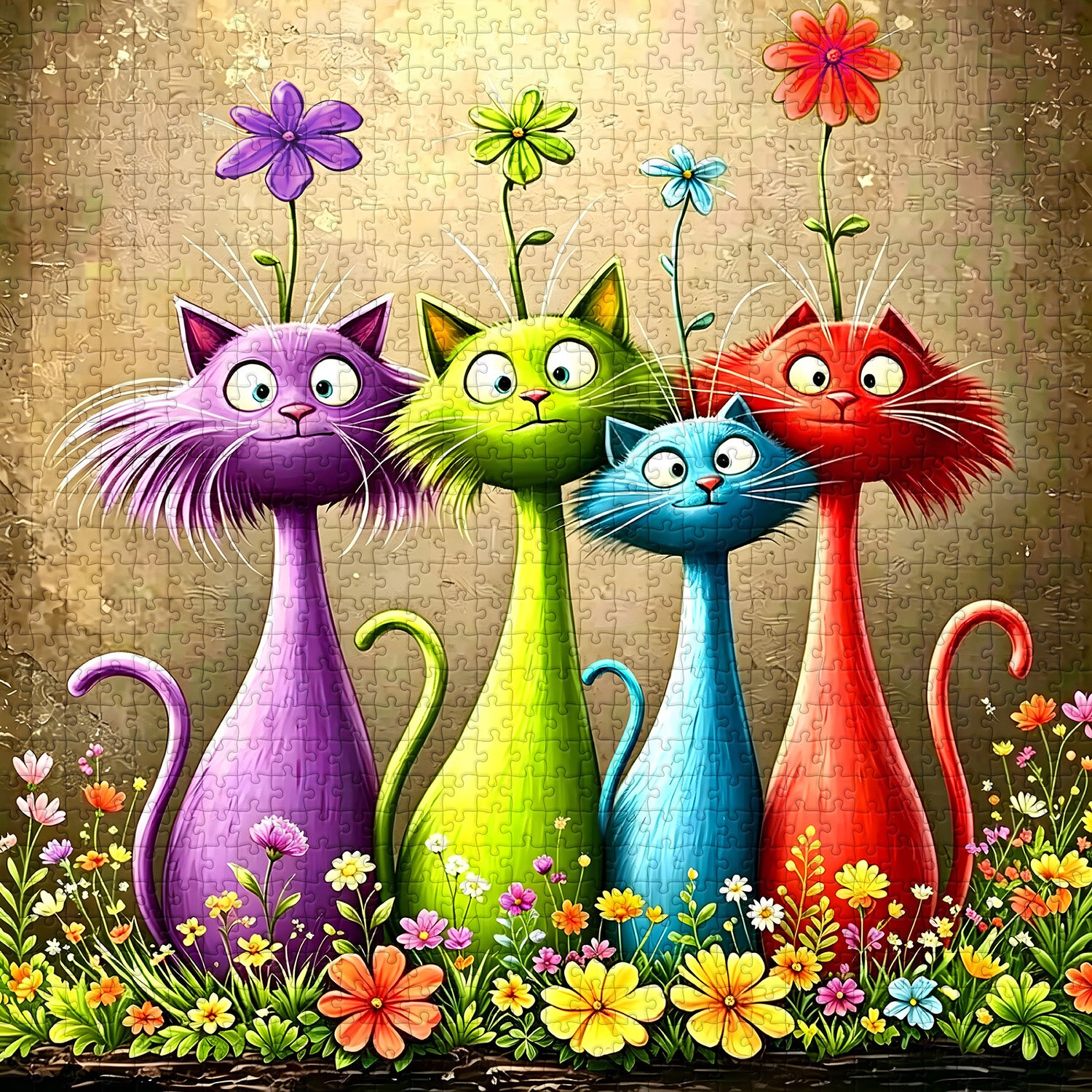 Garden Cute Cats Jigsaw Puzzle 1000 Pieces